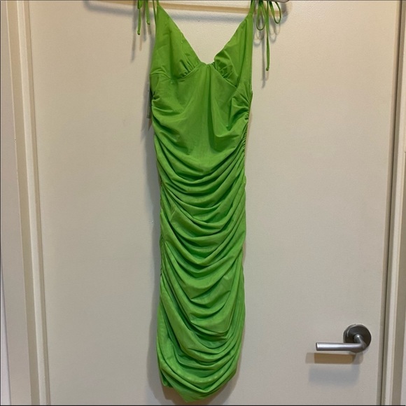 Aritzia Wilfred Green Ruched Dress - Picture 3 of 4